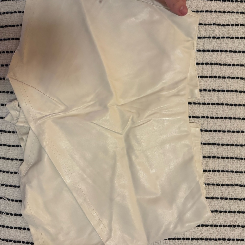 American threads Cream Faux Leather Skort